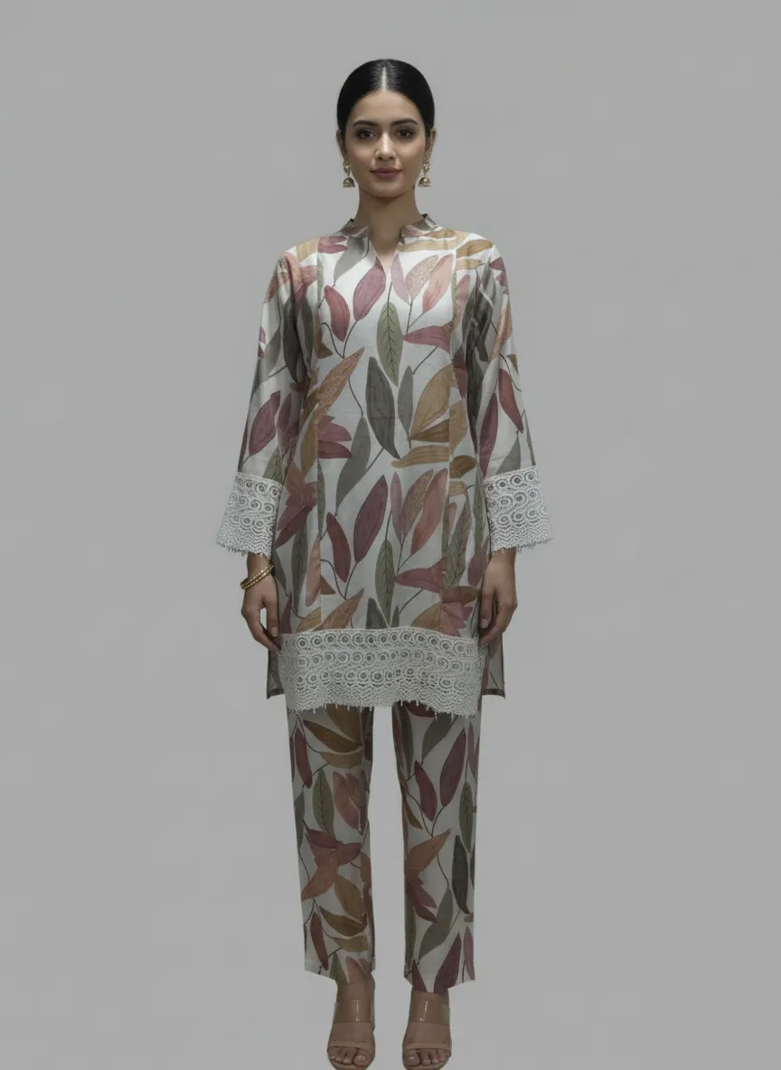 Elegant Multicolor Chanderi Printed Kurti Pant Co-Ord Set for Women - Image 10