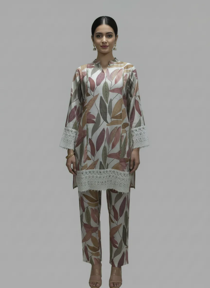 Elegant Multicolor Chanderi Printed Kurti Pant Co-Ord Set for Women - Image 8