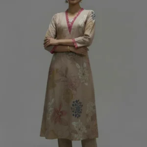 Dark Pink & Chikku Rayon 2-Piece Kurti Set (M–XXL)