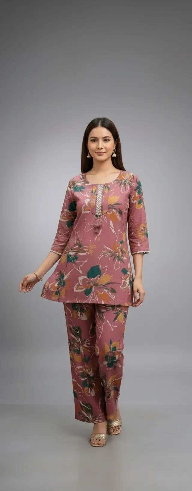 Pink Roman Printed Cotton Co-ord Set - Image 5
