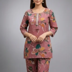 Pink Roman Printed Cotton Co-ord Set
