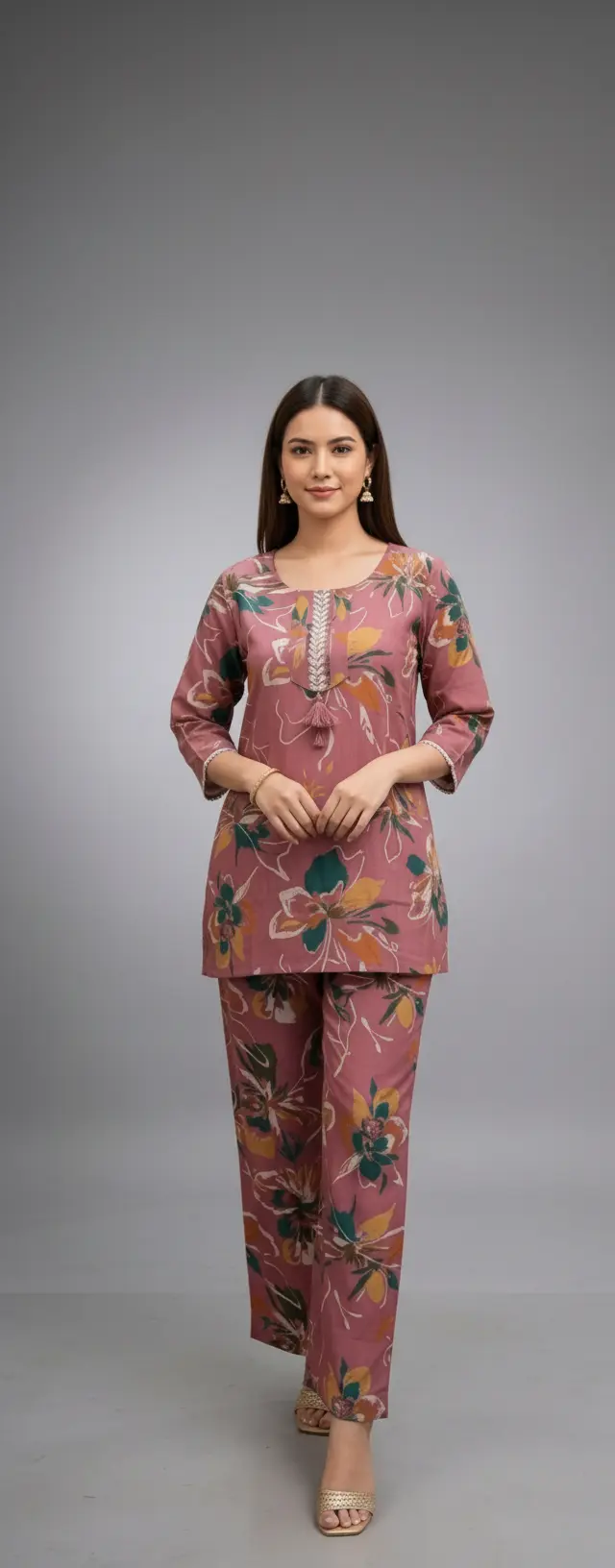 Pink Roman Printed Cotton Co-ord Set