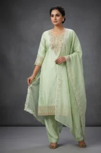 Light Green Satin Dress Set