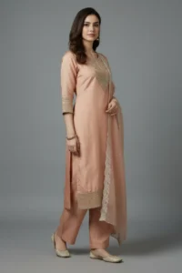 Peach Satin Dress Set