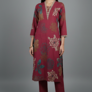 Rayon Kurti Set with Organza Dupatta (Pink / Chikku | M–XXL)
