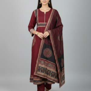 Gota Print Kurti Set with Organza Dupatta (Cream | M–XXL)