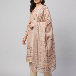 Elegant Simar Kurti Set with Organza Dupatta (Cream | M–XXL)